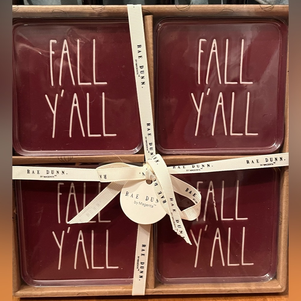 🆕 Rae Dunn FALL Y’ALL Coaster Set of 4